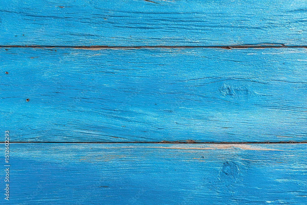 Aufkleber vibrant blue painted wood texture showcasing intricate patterns in a rustic setting