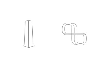 Minimalist black line art illustrations of two distinct shapes on a white background
