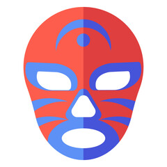 Luchador mask stripe crescent flat