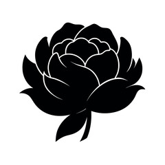 Peony Flower Black Silhouette Vector Design
