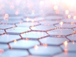 Futuristic Hexagonal Data Grid with Orange Glows