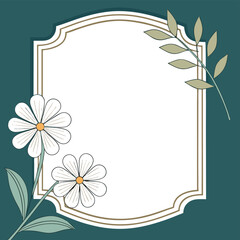 Decorative White Frame with 3D Paper Flowers and Classic Teal Theme