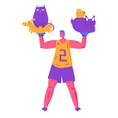 Man holding pets character