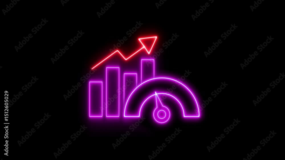Poster glowing neon line of benchmark icon isolated on background with alpha channel. benchmarking icon con