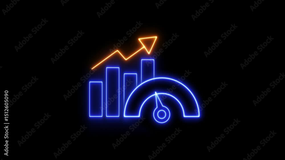 Poster glowing neon line of benchmark icon isolated on background with alpha channel. benchmarking icon con