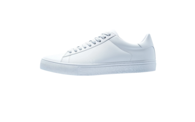 Stylish unisex sneaker captured mid air with emphasis on clean lines and minimalist fashion aesthetics isolated on transparent background PNG