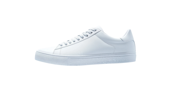 Stylish unisex sneaker captured mid air with emphasis on clean lines and minimalist fashion aesthetics isolated on transparent background PNG