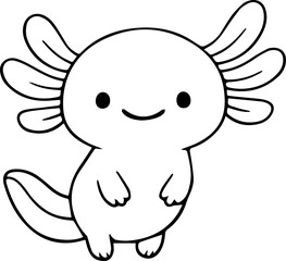 Smiling cute cartoon pink axolotl