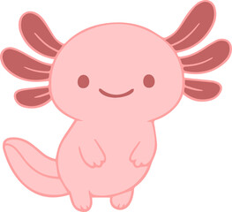 Smiling cute pink axolotl