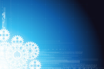 Abstract mechanic parts of car engine or watch. Gear blueprint technical background. Cogs and wheels in gray color. Blueprint of working clock. Tech drawing of gears connection. Vector illustration