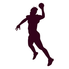Jumping woman handball player people silhouette