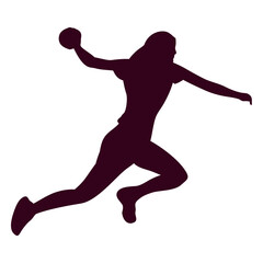 Jumping woman handball silhouette