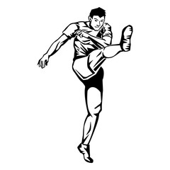 Free kick rugbier hand drawn