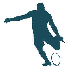 Kicking rugby player silhouette