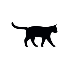 Cat silhouette vector logo icon. Black cat silhouette illustration isolated kitten pet cartoon icon