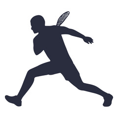 Male tennis player running silhouette
