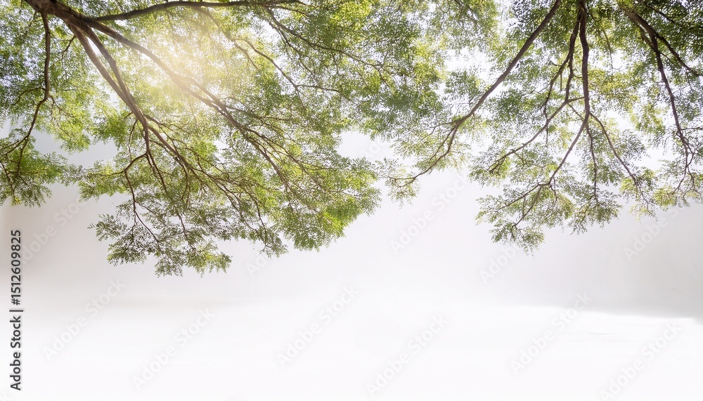 Poster tree branches isolated on white background with light diffused white minimalist
