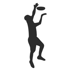Man jumping catching frisbee silhouette