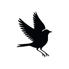 Fototapeta premium Bird vector silhouette icon. Animal bird nature wildlife black sparrow hawk icon