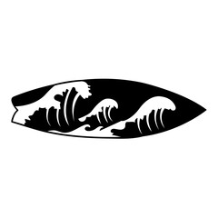 Surfing board with ocean waves