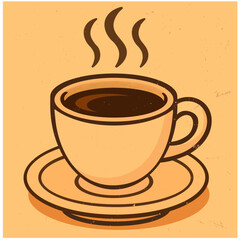Obraz premium cup of coffee in retro style flat vector