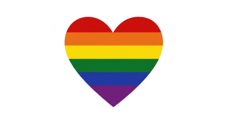 Heart shape with rainbow colors, a symbol of love and diversity, isolated on transparent background