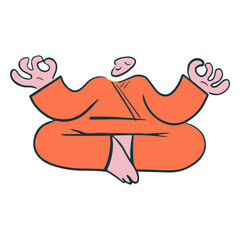 Man in orange sitting in a lotus position