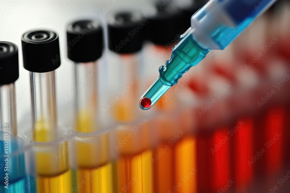 Poster futuristic dna upgrade using nanotechnology is demonstrated in a laboratory setting with colorful te