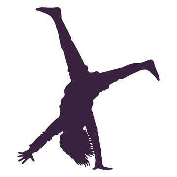 Gymnastics cartwheel people silhouette