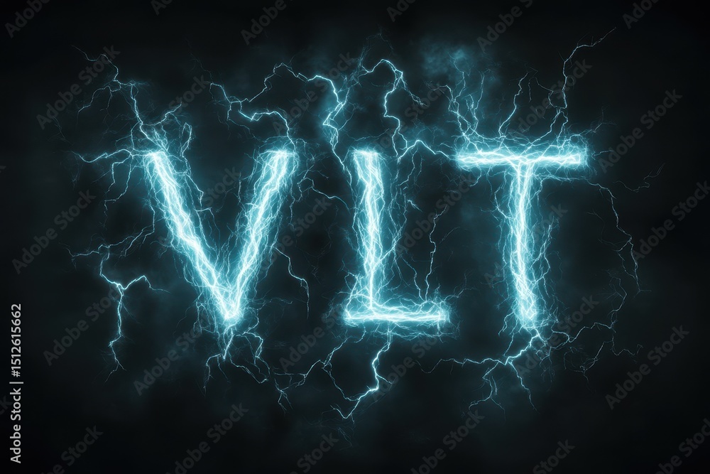Fototapete bold alphabet design in thunderstorm style with electrifying volt motif for stormy vibes