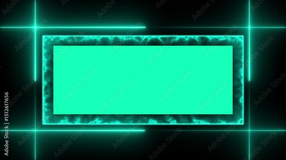 Poster abstract neon light frame with green screen overlay for futuristic presentation and digital backgrou