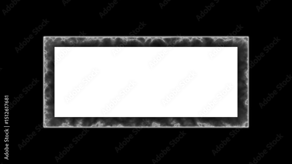 Poster abstract textured cloud frame with bright illuminated border and empty space on black background
