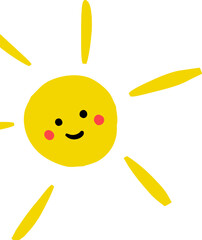  Uśmiechnięte słońce – letnia ilustracja kreskówkowa © Laura