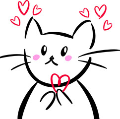 Kot z serduszkami – romantyczna ilustracja wektorowa © Laura