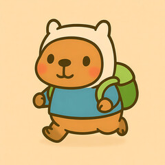 Adventure Time Capybara with Finn Hat and Backpack