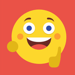 Fototapeta premium Playful Emoji Giving Thumbs Up colourful icon 