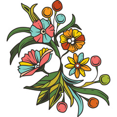 Original illustration in vintage style. Bouquet of flowers.