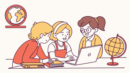 Editable Children at Table Design Element