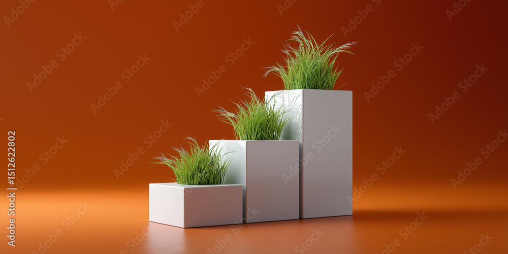Poster three white boxes with green plants in them are arranged in a triangular formation. the boxes are pl