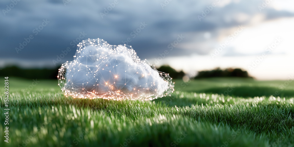 Poster a cloud of light and dark clouds in the sky. the clouds are illuminated by a light source