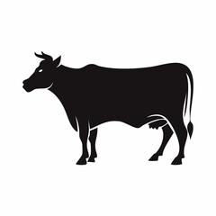Simple Black Silhouette Cow Animal Farm Mammal Livestock Cattle Graphic