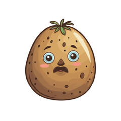 one whole brown potato with irregular surface and small eye dots