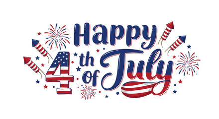 Happy Fourth of July patriotic celebration with fireworks and USA flag design