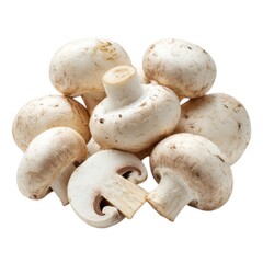 Pile of fresh white button mushrooms isolated on a white background