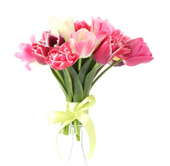 Bouquet of beautiful tulips isolated on white