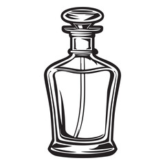 Elegant Perfume Bottle Illustration in Black and White Classic Fragrance Container Detailed Silhouette