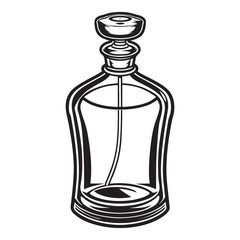 Elegant Perfume Bottle Illustration in Black and White Classic Fragrance Container Detailed Silhouette