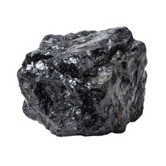 Obraz premium Lump of shiny black coal on a clean white background shows detail