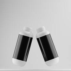 Two White Plastic Bottles Mockup