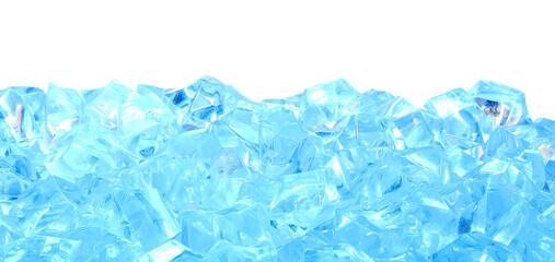 Cubes of clear ice on white background